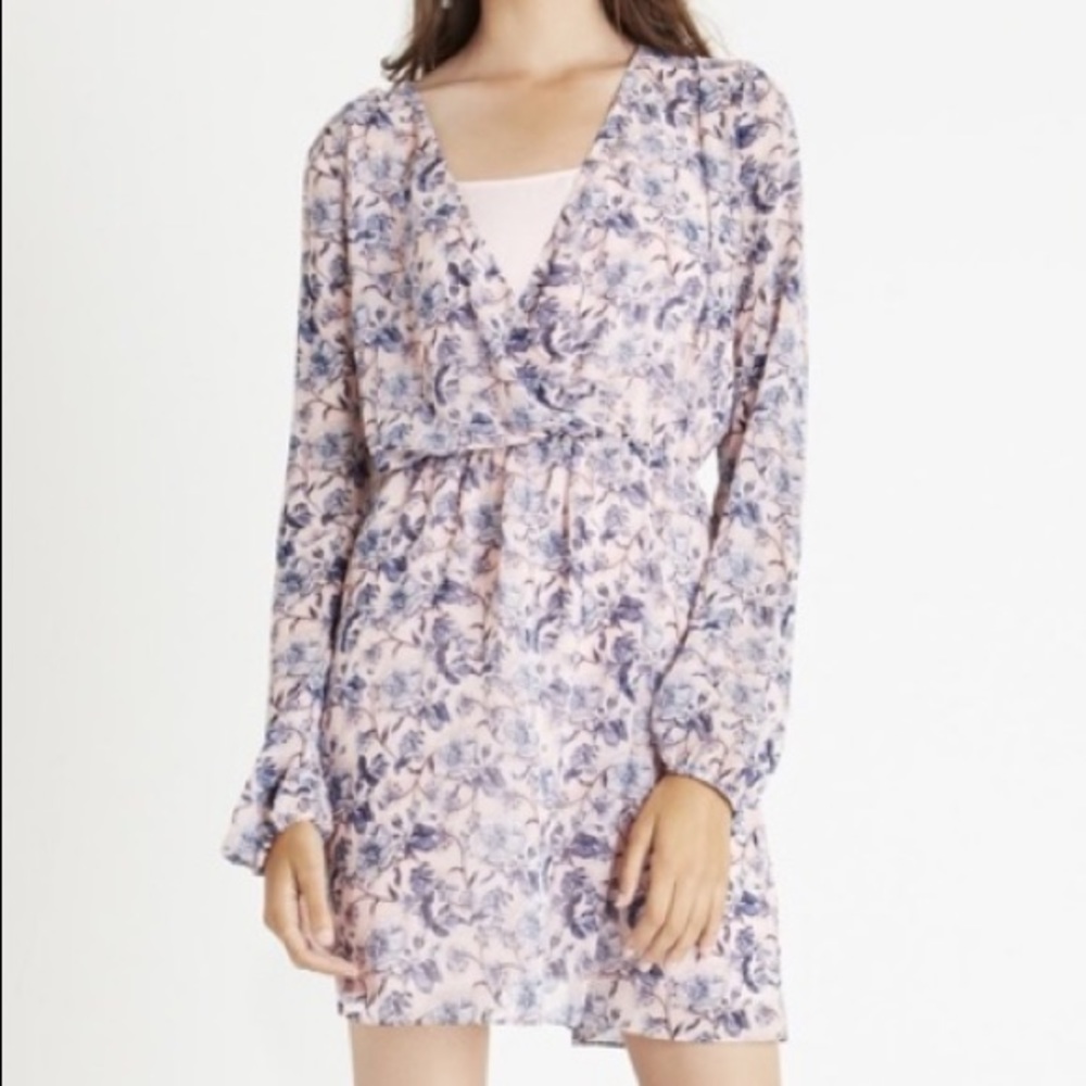 BCBGeneration Long Sleeve Floral Faux Wrap Dress
